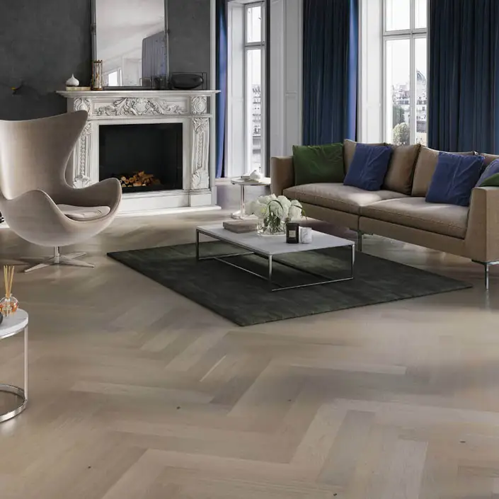 Aanbieding Visgraat Parket Eik Gebeitst Rustiek A-Select Gelakt