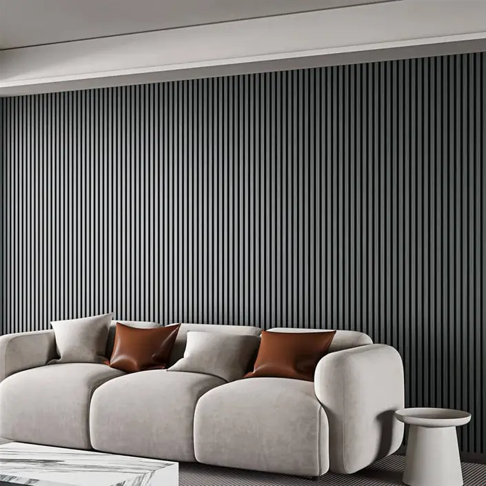 Silentlines Lattenwand Zwart Eiken 260x52,6 cm